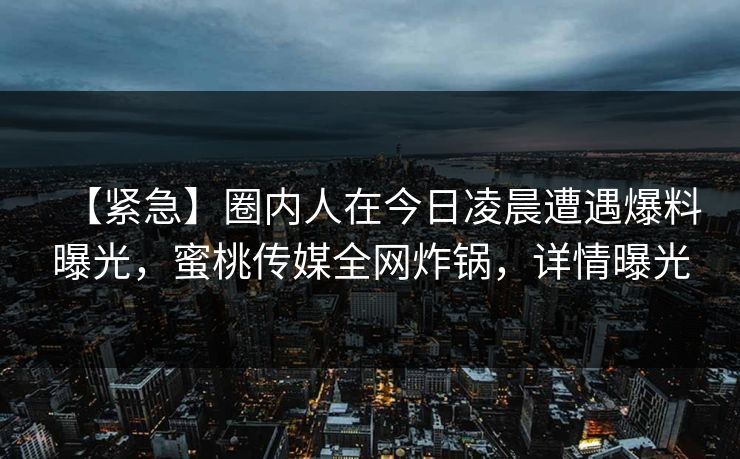 【紧急】圈内人在今日凌晨遭遇爆料曝光,蜜桃传媒全网炸锅,详情曝光 【紧急】圈内人在今日凌晨遭遇爆料曝光,蜜桃传媒全网炸锅,详情曝光