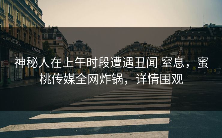 神秘人在上午时段遭遇丑闻 窒息,蜜桃传媒全网炸锅,详情围观 神秘人在上午时段遭遇丑闻 窒息,蜜桃传媒全网炸锅,详情围观