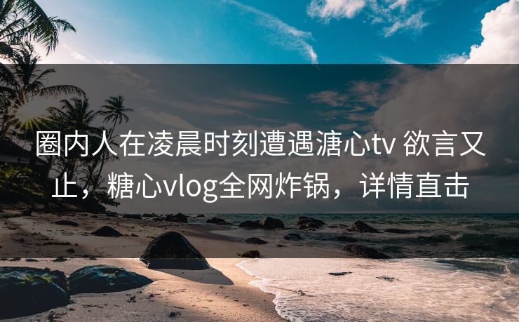 圈内人在凌晨时刻遭遇溏心tv 欲言又止,糖心vlog全网炸锅,详情直击 圈内人在凌晨时刻遭遇溏心tv 欲言又止,糖心vlog全网炸锅,详情直击